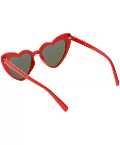 Women's Oversize Chunky Colored Mirror Lens Heart Sunglasses 51mm - Red / Orange Mirror - CL1883USIGG $6.82 Oversized