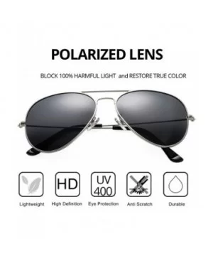 Classic Polarized Aviator Sunglasses for Men Women Metal Frame Mirrored UV400 Lens - 58mm - 01 Silver/Black - C218NW64M56 $10...