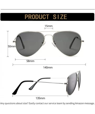 Classic Polarized Aviator Sunglasses for Men Women Metal Frame Mirrored UV400 Lens - 58mm - 01 Silver/Black - C218NW64M56 $10...