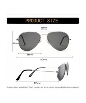 Classic Polarized Aviator Sunglasses for Men Women Metal Frame Mirrored UV400 Lens - 58mm - 01 Silver/Black - C218NW64M56 $10...