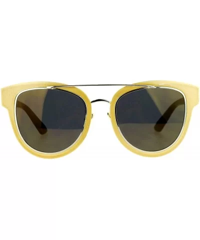 Flat Lens Unique Double Frame Metal Horn Rim Sunglasses - Gold Brown - CG1203SDDZ9 $8.68 Wayfarer