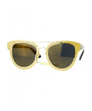 Flat Lens Unique Double Frame Metal Horn Rim Sunglasses - Gold Brown - CG1203SDDZ9 $8.68 Wayfarer