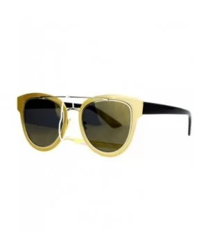 Flat Lens Unique Double Frame Metal Horn Rim Sunglasses - Gold Brown - CG1203SDDZ9 $8.68 Wayfarer