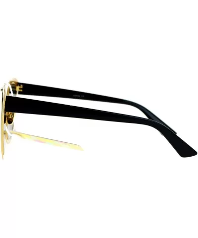 Flat Lens Unique Double Frame Metal Horn Rim Sunglasses - Gold Brown - CG1203SDDZ9 $8.68 Wayfarer