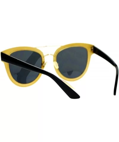 Flat Lens Unique Double Frame Metal Horn Rim Sunglasses - Gold Brown - CG1203SDDZ9 $8.68 Wayfarer