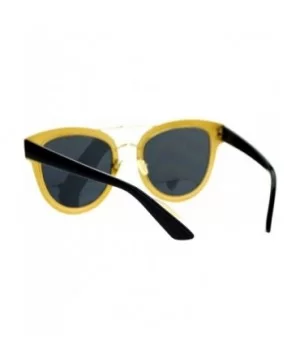 Flat Lens Unique Double Frame Metal Horn Rim Sunglasses - Gold Brown - CG1203SDDZ9 $8.68 Wayfarer