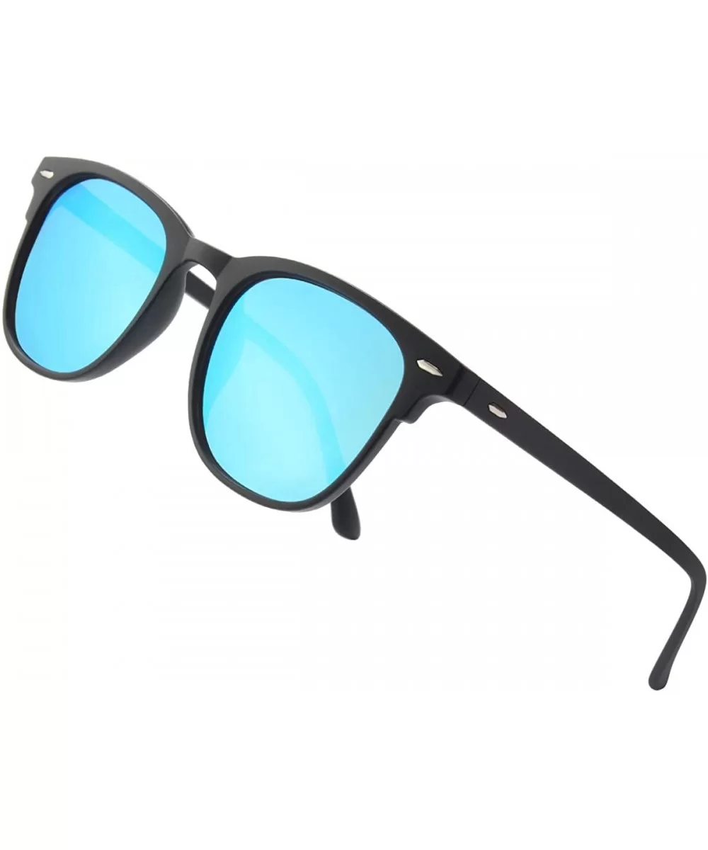 Polarized Sunglasses Lightweight Protection - Matte Blue /Mirrored /Gy1801 - C718Y52KGST $6.70 Oversized