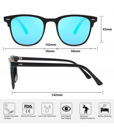 Polarized Sunglasses Lightweight Protection - Matte Blue /Mirrored /Gy1801 - C718Y52KGST $6.70 Oversized