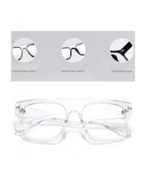 Unisex Large Square Optical Eyewear Non-prescription Eyeglasses Flat Top Clear Lens Glasses Frames - Transparent - CS18Q74YT4...