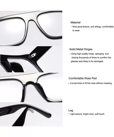 Unisex Large Square Optical Eyewear Non-prescription Eyeglasses Flat Top Clear Lens Glasses Frames - Transparent - CS18Q74YT4...