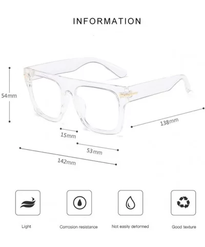 Unisex Large Square Optical Eyewear Non-prescription Eyeglasses Flat Top Clear Lens Glasses Frames - Transparent - CS18Q74YT4...