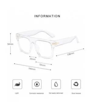 Unisex Large Square Optical Eyewear Non-prescription Eyeglasses Flat Top Clear Lens Glasses Frames - Transparent - CS18Q74YT4...