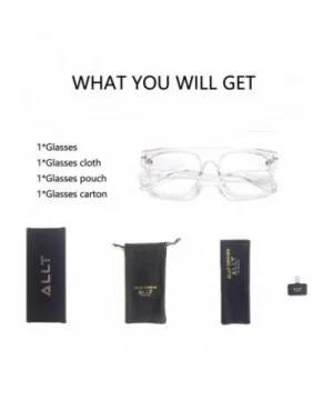 Unisex Large Square Optical Eyewear Non-prescription Eyeglasses Flat Top Clear Lens Glasses Frames - Transparent - CS18Q74YT4...