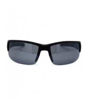 Flaming Arm Rectangular Half Rim Matte Sport Sunglasses - Black Blue Black - CA195ZRSIXX $7.55 Sport