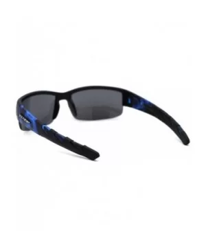 Flaming Arm Rectangular Half Rim Matte Sport Sunglasses - Black Blue Black - CA195ZRSIXX $7.55 Sport