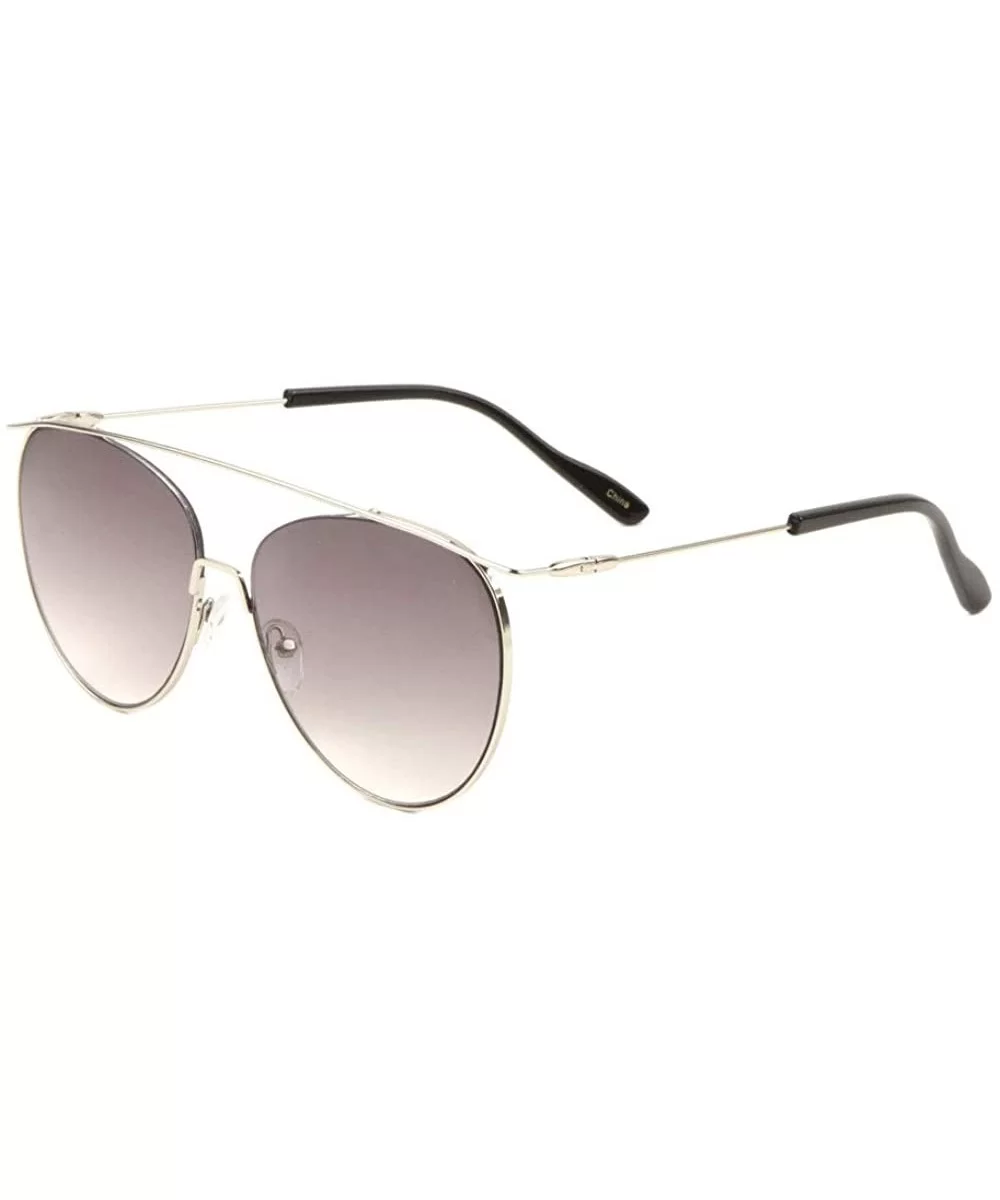 Semi Rimless Flat Thin Frame Elongated Ear Piece Sunglasses - Smoke - CC197XORII0 $8.85 Aviator