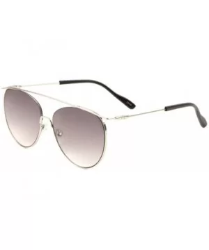 Semi Rimless Flat Thin Frame Elongated Ear Piece Sunglasses - Smoke - CC197XORII0 $8.85 Aviator