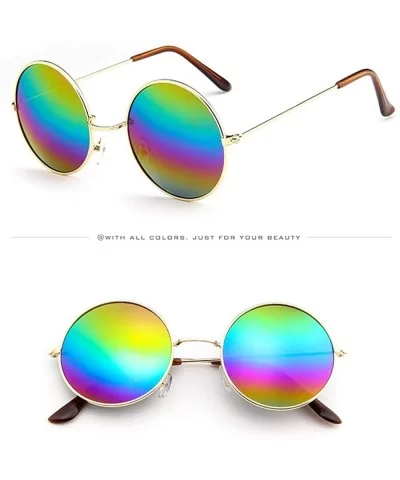 Circle Sunglasses Polarized Retro Vintage Style Round Metal Sunglasses Unbreakable Frame Fishing Sun Glasses - F - C818YSKE2M...