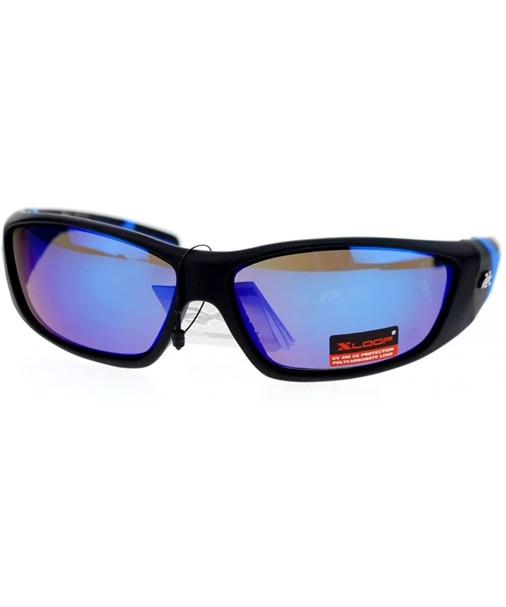 Xlopp Sports Fashion Sunglasses Unisex Oval Wrap Matte Frame Rubber - Blue - C7127364IKX $4.99 Oval