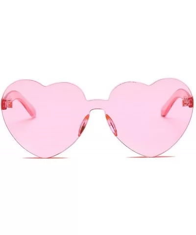 Women Heart Eyewear Rimless Lovely Ultra-Bold Colorful Mono Block Sunglasses - Pink - CQ18805GINM $12.56 Rimless