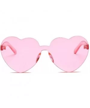 Women Heart Eyewear Rimless Lovely Ultra-Bold Colorful Mono Block Sunglasses - Pink - CQ18805GINM $12.56 Rimless