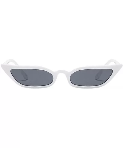 Cateye Sunglasses Narrow for Women Fashion Retro Vintage Narrow Clout Goggles Plastic Frame - White - CW193TD8428 $5.05 Sport