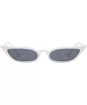 Cateye Sunglasses Narrow for Women Fashion Retro Vintage Narrow Clout Goggles Plastic Frame - White - CW193TD8428 $5.05 Sport