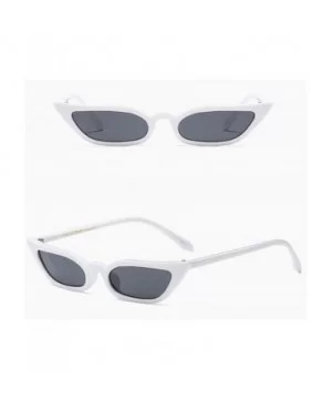 Cateye Sunglasses Narrow for Women Fashion Retro Vintage Narrow Clout Goggles Plastic Frame - White - CW193TD8428 $5.05 Sport