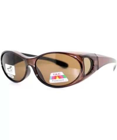 2 Women's Polarized Fit Over Oval Sunglasses Wear Over Eyeglasses - Grey / Brown - CM12KLY6LG3 $17.44 Oversized