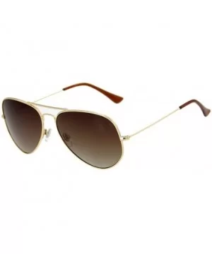 Metal Frame UV Protection Polarized Mirror Aviator Sunglasses LSP025 - Gold Frame Brown Lenses - CZ12LIESN6V $13.93 Oversized