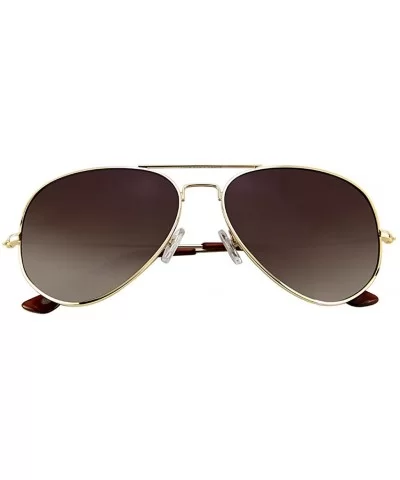 Metal Frame UV Protection Polarized Mirror Aviator Sunglasses LSP025 - Gold Frame Brown Lenses - CZ12LIESN6V $13.93 Oversized