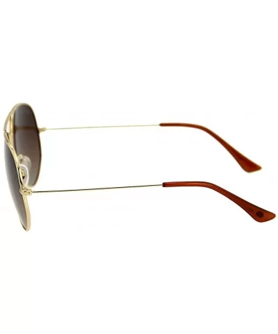 Metal Frame UV Protection Polarized Mirror Aviator Sunglasses LSP025 - Gold Frame Brown Lenses - CZ12LIESN6V $13.93 Oversized