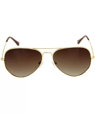 Metal Frame UV Protection Polarized Mirror Aviator Sunglasses LSP025 - Gold Frame Brown Lenses - CZ12LIESN6V $13.93 Oversized