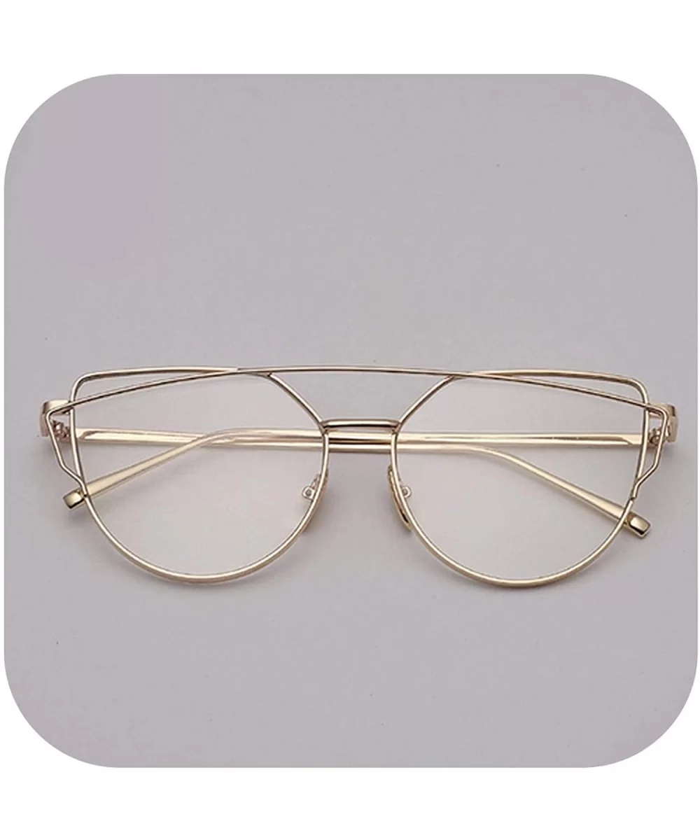 Designer Cat Eye Sunglasses Women Vintage Metal Reflective Glasses Mirror Retro - Gold White - CW198ZXW06Q $34.41 Aviator