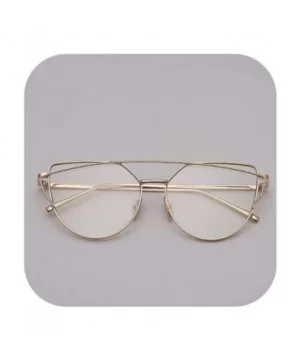 Designer Cat Eye Sunglasses Women Vintage Metal Reflective Glasses Mirror Retro - Gold White - CW198ZXW06Q $34.41 Aviator