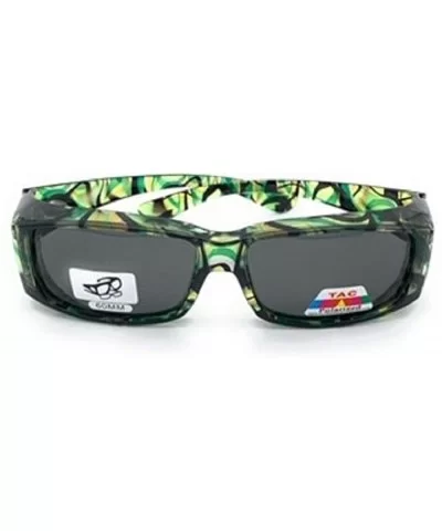 Polarized Lenscovers Fit Wear Over Glasses Rectangular Sunglasses - 60mm - Green - CA1979XEA2K $13.09 Oval