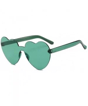 Heart Oversized Rimless Sunglasses One Piece Heart Shape Eyewear Colored Sunglasses for Women - Green - CD18ZCU4QNZ $7.18 Rim...