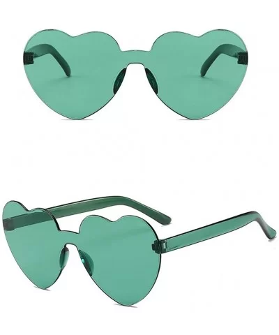 Heart Oversized Rimless Sunglasses One Piece Heart Shape Eyewear Colored Sunglasses for Women - Green - CD18ZCU4QNZ $7.18 Rim...