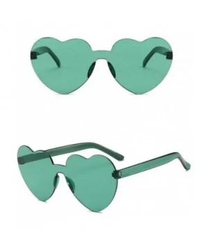 Heart Oversized Rimless Sunglasses One Piece Heart Shape Eyewear Colored Sunglasses for Women - Green - CD18ZCU4QNZ $7.18 Rim...