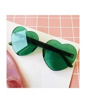 Heart Oversized Rimless Sunglasses One Piece Heart Shape Eyewear Colored Sunglasses for Women - Green - CD18ZCU4QNZ $7.18 Rim...