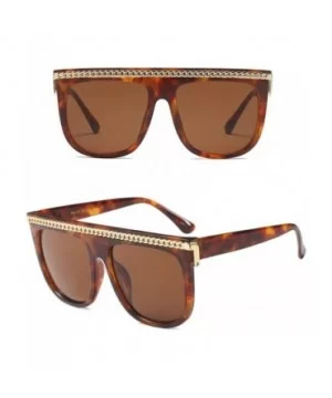 Fashion Chain Sunglasses Men Oversized Square Sun Glasses for Women Accessories (leopard) - CC18KHZUWQ3 $6.97 Square