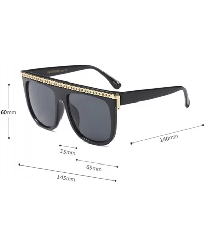 Fashion Chain Sunglasses Men Oversized Square Sun Glasses for Women Accessories (leopard) - CC18KHZUWQ3 $6.97 Square