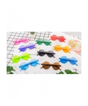 One Piece Rimless Sunglasses Transparent Candy Color Tinted Eyewear - 112 10 Color - C518UMXRLI6 $15.14 Oval