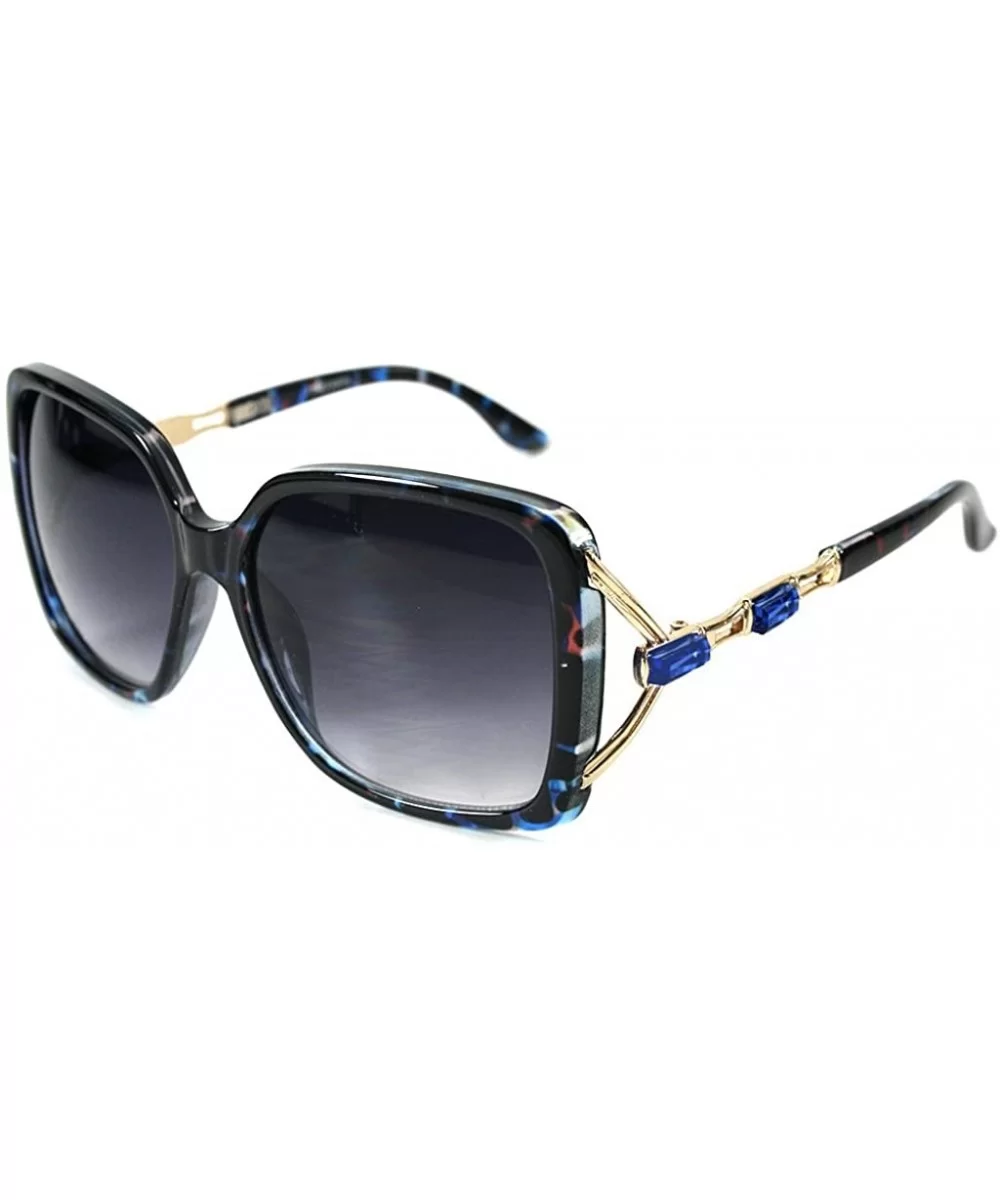 Sea Castle" Fashion Sunglasses with Crystal and Bamboo Embellishments for Women - Blue Multicolored - CI12GVWMFQT $10.47 Square