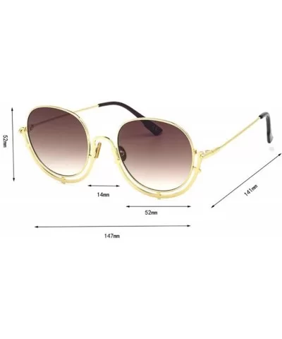 Women's Siamese Frame Sunglasses- Color Film Ocean Metal Sheet Fashion UV Protection Sunglasses - A - CU18SGTMLMR $30.42 Aviator