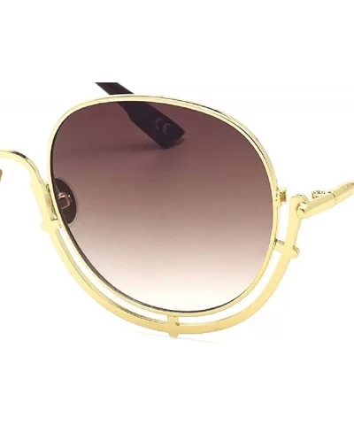 Women's Siamese Frame Sunglasses- Color Film Ocean Metal Sheet Fashion UV Protection Sunglasses - A - CU18SGTMLMR $30.42 Aviator