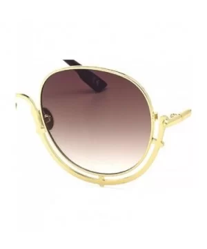 Women's Siamese Frame Sunglasses- Color Film Ocean Metal Sheet Fashion UV Protection Sunglasses - A - CU18SGTMLMR $30.42 Aviator