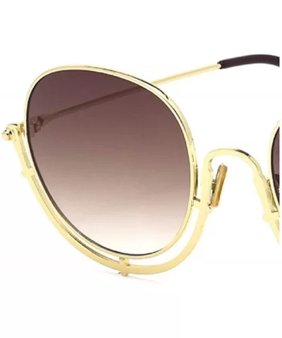 Women's Siamese Frame Sunglasses- Color Film Ocean Metal Sheet Fashion UV Protection Sunglasses - A - CU18SGTMLMR $30.42 Aviator