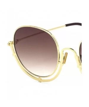 Women's Siamese Frame Sunglasses- Color Film Ocean Metal Sheet Fashion UV Protection Sunglasses - A - CU18SGTMLMR $30.42 Aviator