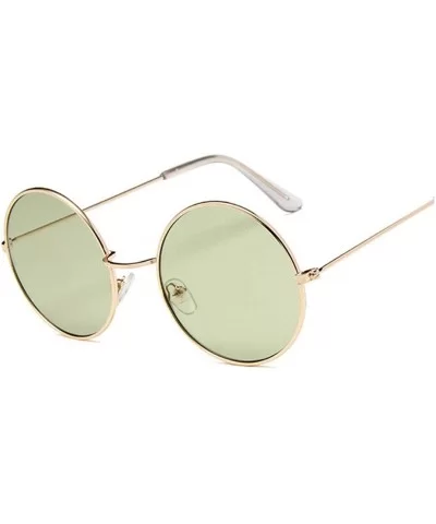 Small Round Sunglasses Women Famous Vintage Sun Glasses Female Retro Personality Metal Eyewear Style - Goldgreen - C7198A79Z6...